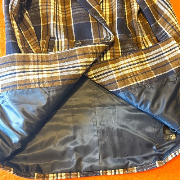 Ichi brown and blue touch of wool check plaid double breasted coat NWT - Picture 9 of 12